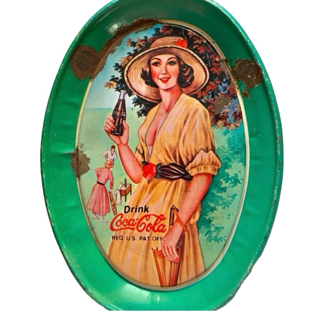Vintage 1973 Coca-Cola Tin Advertisement Plate, Vintage Coke Memorabilia